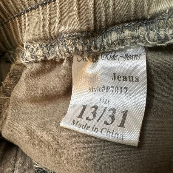 Monkey Ride Jeans Drawstring Army Green Utility Military Style Size 13/31 - Picture 5 of 6